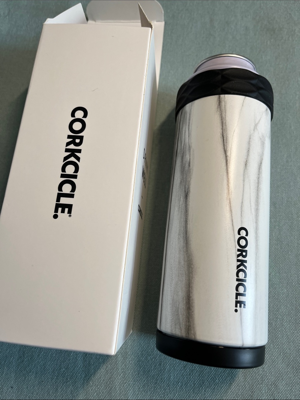 Corkcicle Marble-Pattern Stainless Steel Tumbler in White and Black